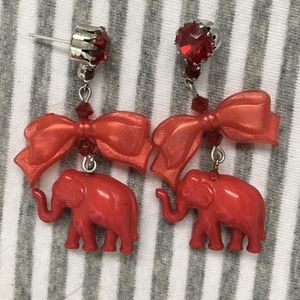 Red Silver Tarina Tarantino earrings elephant bow